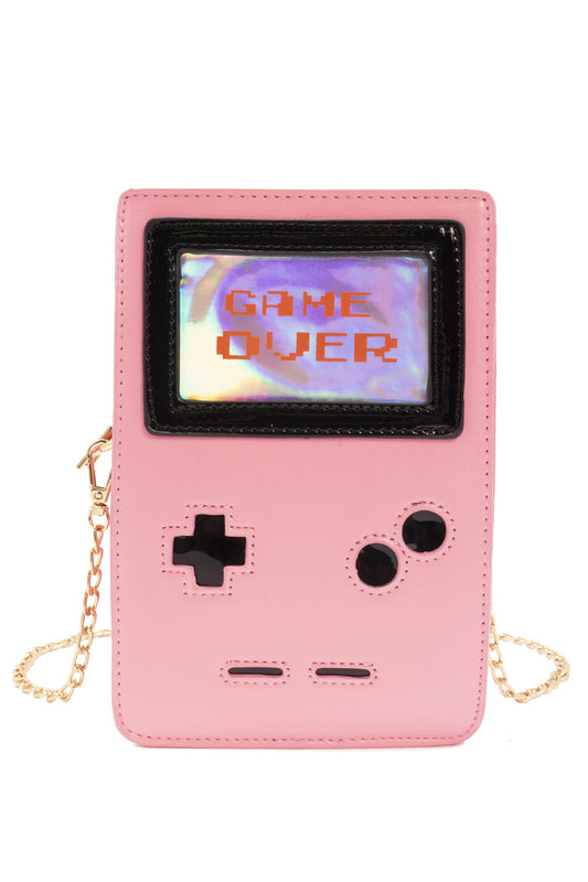Retro 8-Bit Gamer Handbag in Pink Image 1